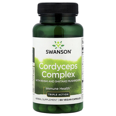 Swanson Vitamins, Complejo de Cordyceps con hongos reishi y shiitake, 60 cápsulas veganas