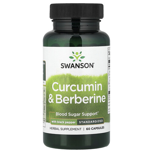 Swanson Vitamins, Curcumin & Berberine with Black Pepper, Kurkumin und Berberin mit schwarzem Pfeffer, 60 Kapseln