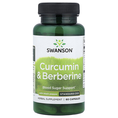Swanson Vitamins, Curcumina y berberina con pimienta negra, 60 cápsulas