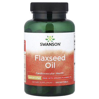 Swanson, Flaxseed Oil, 1 g, 100 Softgels