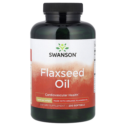 Swanson Vitamins Flaxseed Oil, 1 g, 200 Softgels