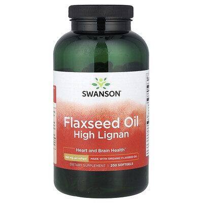 Swanson Vitamins, Aceite de semilla de lino con alto contenido de lignanos, 200 cápsulas blandas