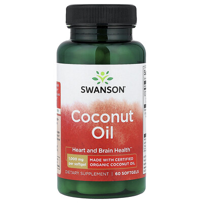 Swanson Vitamins, Aceite de coco, 1000 mg, 60 cápsulas blandas