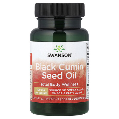 Swanson Vitamins, Aceite de semilla de comino negro, 60 cápsulas vegetales líq.