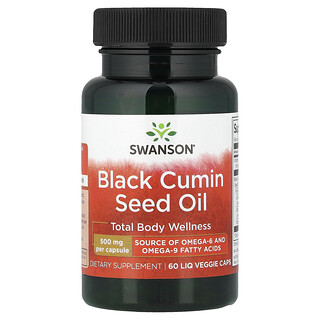 Swanson Vitamins, Aceite de semilla de comino negro, 60 cápsulas vegetales líq.