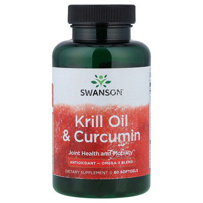 Swanson Vitamins, Aceite de kril y curcumina, 60 cápsulas blandas