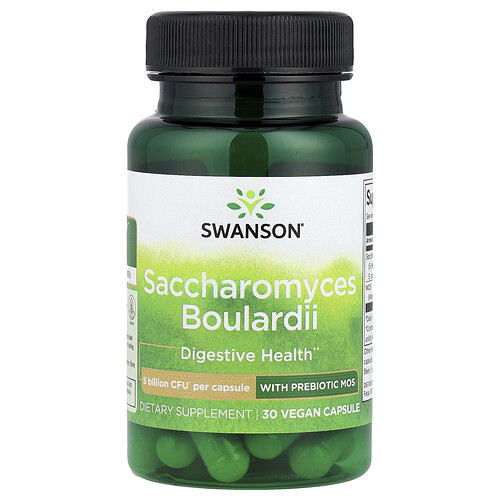 Swanson Vitamins Saccharomyces Boulardii with Prebiotic MOS, 30 Vegan Capsules