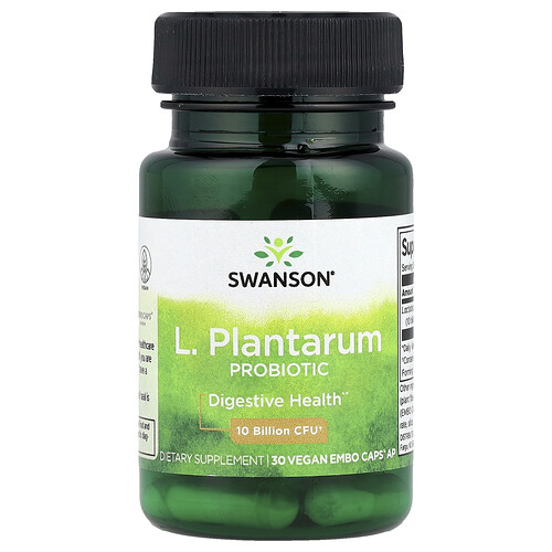 Swanson Vitamins, L. Plantarum Probiotic, 10 Billion CFU, 30 Vegan EMBO Caps AP