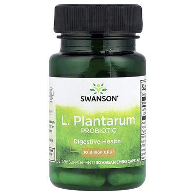 Swanson, Suplemento probiótico L. plantarum, 10.000 millones de UFC, 30 cápsulas veganas EMBO CAPS AP
