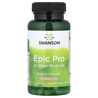 Swanson Vitamins, Epic Pro 25 株益生菌，300 億 CFU，30 粒素食 Embo Caps® AP