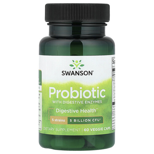 Swanson Vitamins, Probiotikum mit Verdauungsenzymen, 60 pflanzliche Kapseln