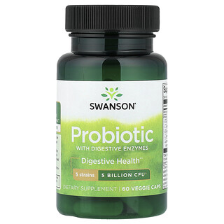 Swanson Vitamins, Probiotikum mit Verdauungsenzymen, 60 pflanzliche Kapseln