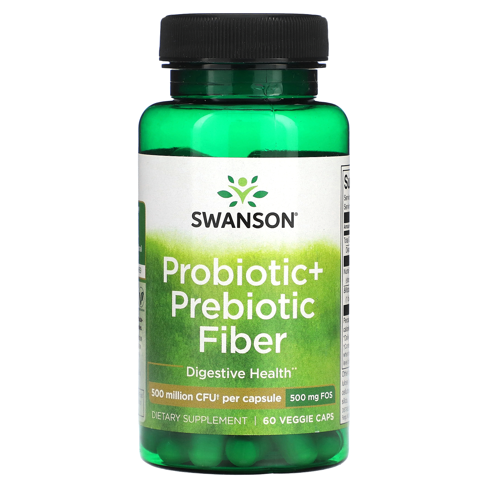 Swanson Probiotic Prebiotic Fiber 500 Million Cfu 60 Veggie Caps