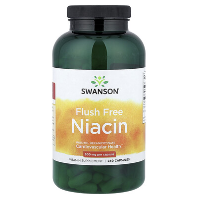 Swanson Vitamins, Niacina sin enrojecimiento, 500 mg, 240 cápsulas