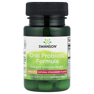 Swanson Vitamins, Fórmula probiótica oral, Fresa natural, 3000 millones de UFC, 30 comprimidos masticables