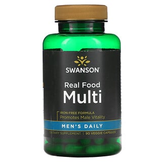 Swanson, Men's Daily, Real Food Multi, без железа, 90 растительных капсул