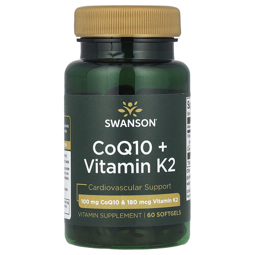Swanson Vitamins CoQ10 + Vitamin K2, 60 Softgels