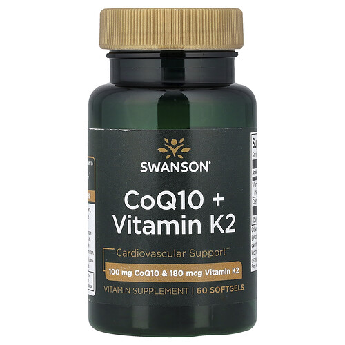 Swanson Vitamins, CoQ10 + Vitamin K2, CoQ10 + Vitamin K2, 60 Weichkapseln