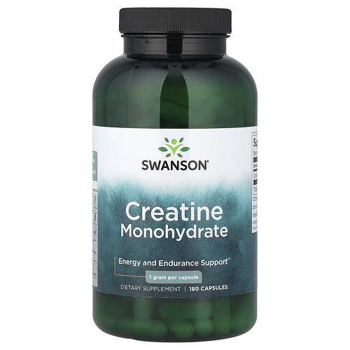 Swanson Vitamins Creatine Monohydrate, 1 g, 180 Capsules