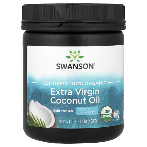 Swanson Vitamins Organic Extra Virgin Coconut Oil, Cold Pressed, 16 oz (454 g)