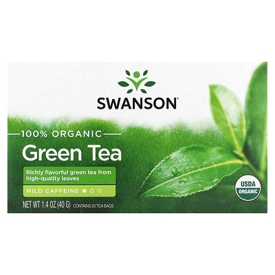 Swanson, 100% Organic Green Tea, 20 Tea Bags, 1.4 oz (40 g)