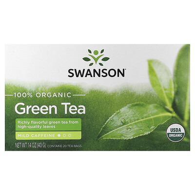 Swanson, Té verde 100% orgánico`` 20 bolsitas de té, 40 g (1,4 oz)
