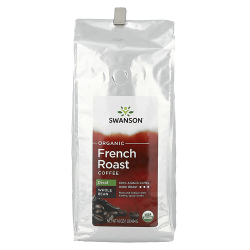 Swanson Vitamins Organic French Roast Coffee, Whole Bean, Dark Roast, Decaf, 16 oz (454 g)
