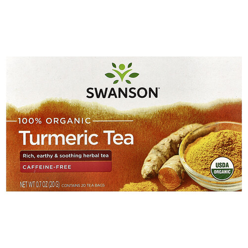 Swanson Vitamins, 100% Bio-Kurkuma-Tee, koffeinfrei, 20 Teebeutel, 20 g (0,7 oz.)