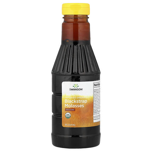 Swanson Vitamins, Certified Organic Blackstrap Melasses, zertifizierte Bio-Melasse, ungeschwefelt, 473 ml (16 fl. oz.)