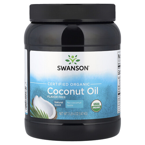Swanson Vitamins Certified Organic Coconut Oil, Flavor Free, 3 lb 4 oz (1.47 kg)