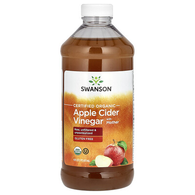Swanson Vitamins, Vinagre de sidra de manzana orgánico certificado con madre`` 473 ml (16 oz. Líq.)