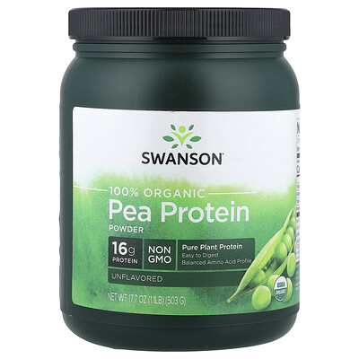 Product Image for Swanson, 100% Organic Pea Protein Powder, Unflavored, 1.1 lb (503 g)