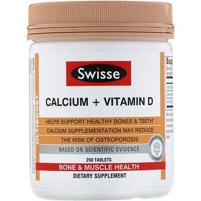 Swisse Ultiboost, кальций + витамин D, 250 таблеток