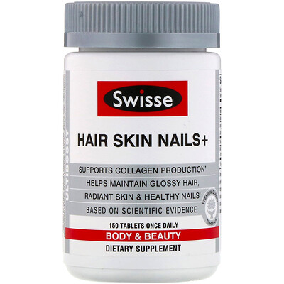 Swisse Ultiboost, добавка для здоровья волос, кожи и ногтей Hair Skin Nails+, 150 таблеток