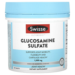 Swisse, Ultiboost, sulfato de glucosamina, 1,500 mg, 180 comprimidos