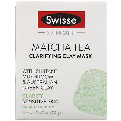 Swisse Skincare, чай матча, очищающая глиняная маска, 70 г (2,47 унции)
