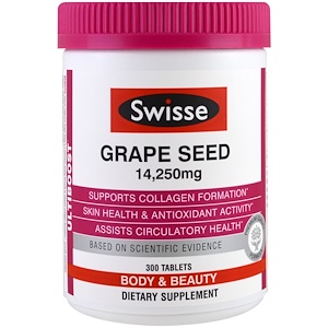 Swisse, Ultiboost, виноградные косточки, для тела и красоты, 14, 250 мг, 300 таблеток