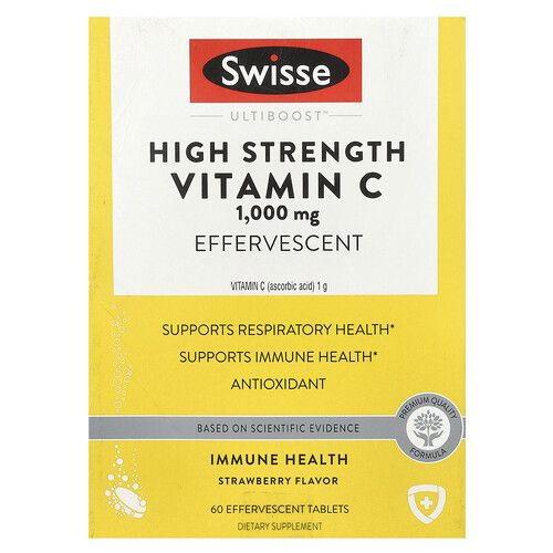 Swisse, Ultiboost™, High Strength Vitamin C, Strawberry, 1,000 mg, 3 Tubes, 20 Effervescent Tablets Each
