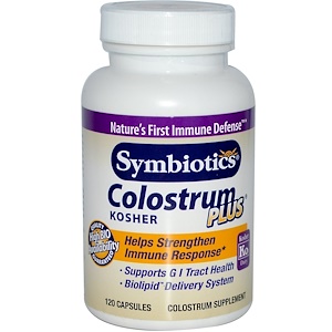 Symbiotics, Colostrum Plus, Кошерный колострум, 120 капсул