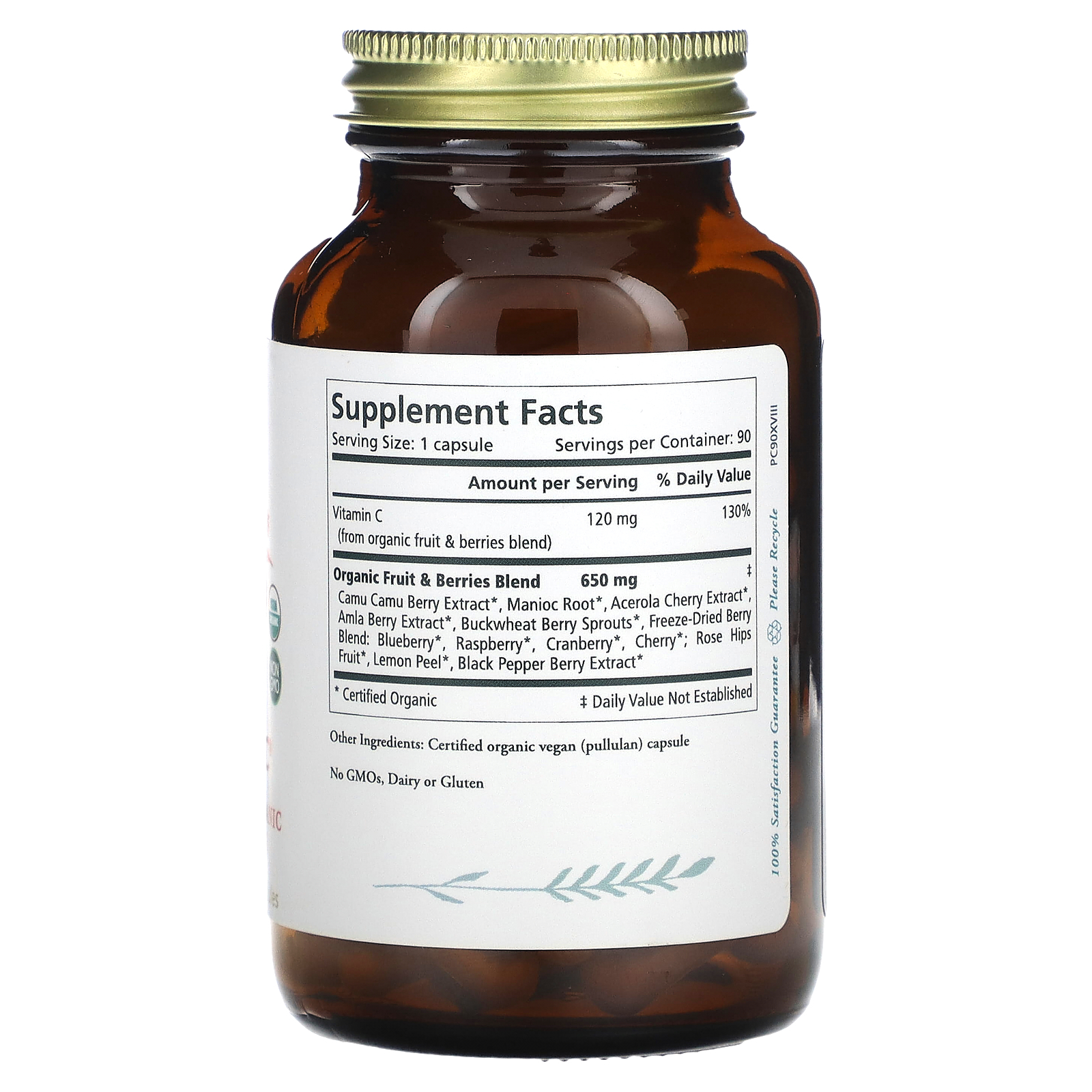 Pure Synergy Pure Radiance C Organic Vitamin C Capsules - 90 Count, Whole Food Supplement With Camu Camu For Immune Support