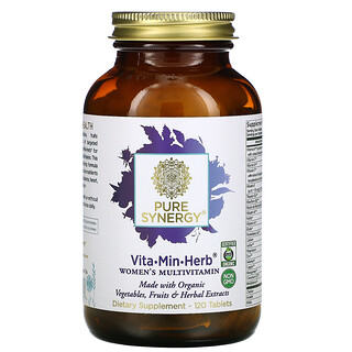 Pure Synergy, Vita·Min·Herb, Suplemento multivitamínico para mujeres, 120 comprimidos