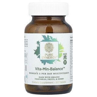 Pure Synergy, Vita-Min-Balance™, Multivitamínico 2 por Dia para Mulheres, 60 Comprimidos