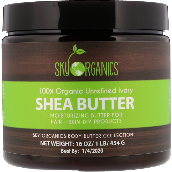 Sky Organics, Shea Butter, 100% Organic Unrefined Ivory, 16 fl oz (454 g)