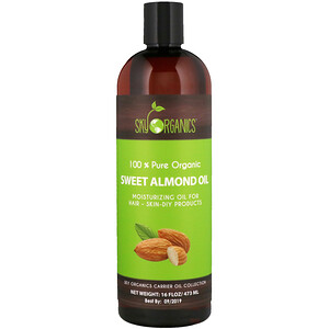 Отзывы о Sky Organics, 100% Pure Organic, Sweet Almond Oil, 16 fl oz (473 ml)