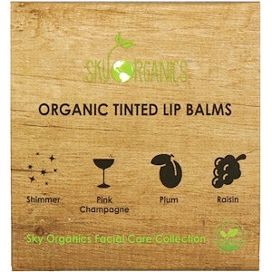 Отзывы о Sky Organics, Organic Tinted Lip Balms Set, 4 Pack, .15 oz (4.25 g) Each