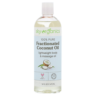 Купить Sky Organics Fractionated Coconut Oil, 100% Pure and Natural, 16 fl oz (473 ml)