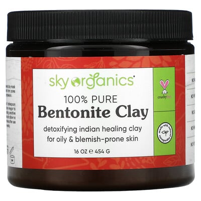 Купить Sky Organics 100% чистая бентонитовая глина, 454 г (16 унций)