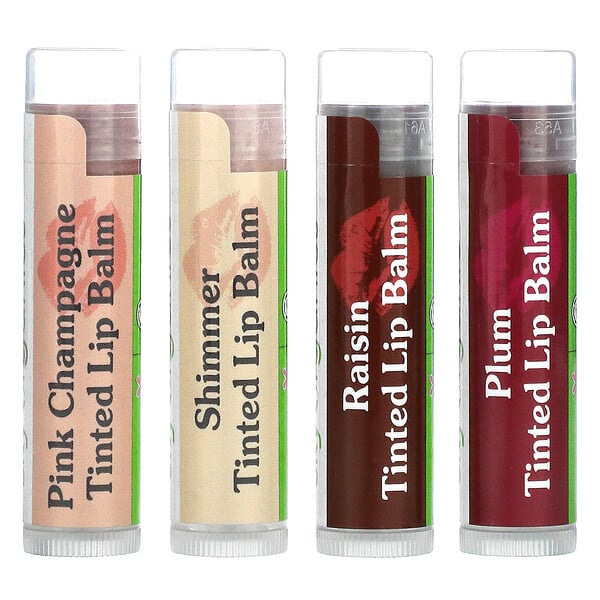 Tinted Lip Balms, 4 Pack Set, 0.15 oz (4.25 g) Each