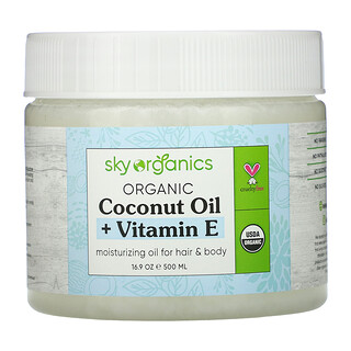Sky Organics, زيت جوز هند عضوي + فيتامين هـ، ، 16.9 أونصة (500 مل)