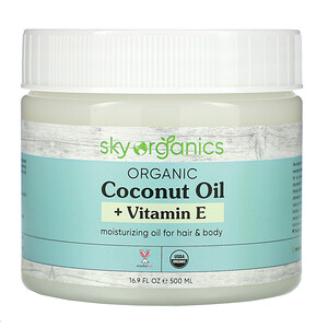 Отзывы о Sky Organics, Organic Coconut Oil + Vitamin E, 16.9 fl oz (500 ml)